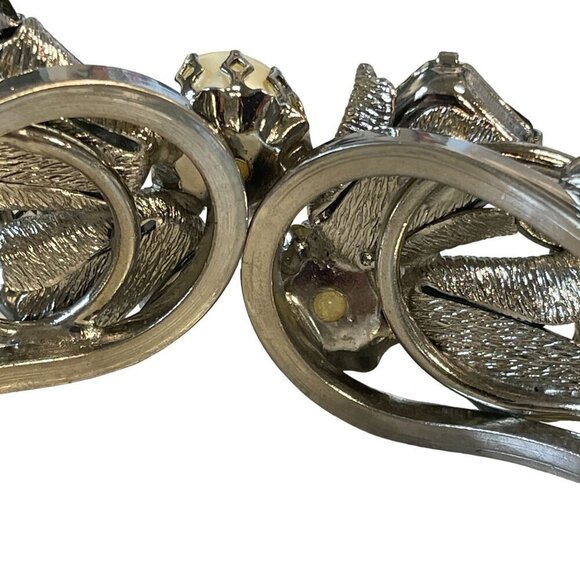 Vintage Silver-Tone Bracelet with Faux Pearls & Smoky Quartz Crystals Statement - Picture 11 of 15